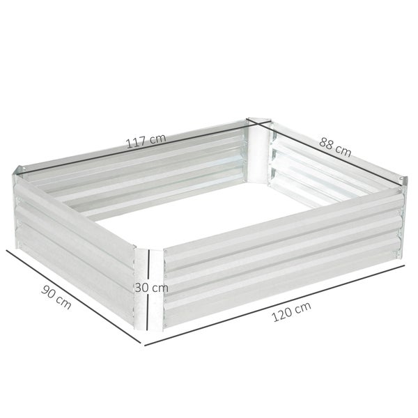 Outsunny Hochbeet aus Stahl, Pflanzbeet Frühbeet Gartenbeet Blumenkasten stapelbar, Pflanzkasten Gemüsebeet 120x90x30cm für Garten Balkon, Pflanzkübel für Blumen, Pflanzen, Gemüse