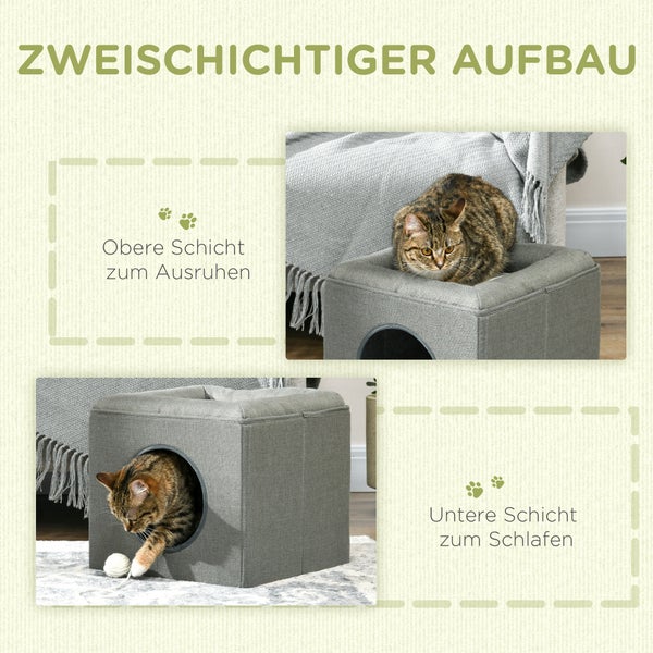 PawHut Katzenhöhle für Katzen bis 5 kg, 36,5 x 36,5 x 33 cm, Polyester, Grün