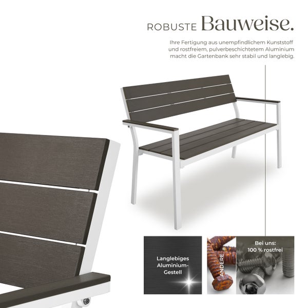 Gartenbank tectake Line 128 x 59 x 88 cm 2-Sitzer hellgrau/weiß