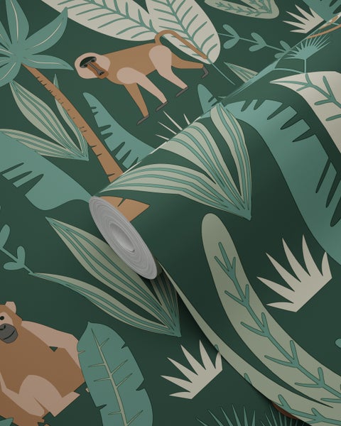 Tapetenrolle mit Dschungelmotiven und Affen