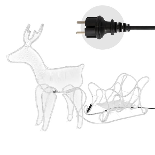 ECD Germany LED Deko Rentier mit Schlitten, 504 LEDs, aus PVC Schlauch, 273x77 cm, Warmweiß, Innen/Außen, Weihnachten Dekoration Figur Beleuchtet Lichtschlauch Weihnachtsbeleuchtung Leuchtfigur