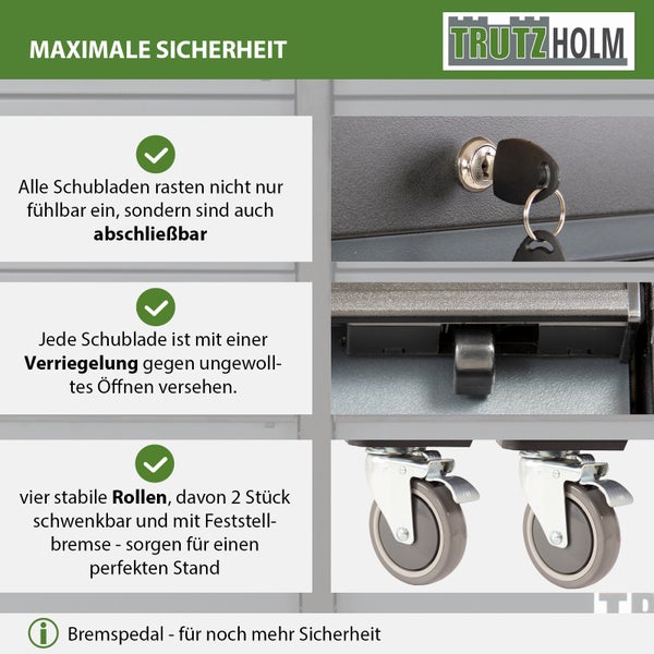 Werkstattwagen DELUXE 12 Schubladen unbestückt mit massiver Arbeitsplatte Anthrazit/grau