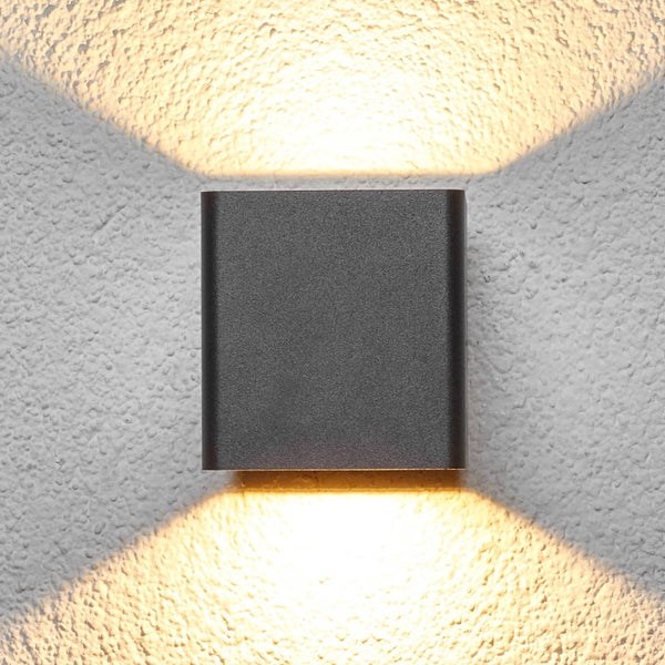 Lucande LED Wandleuchte außen Aaron (spritzwassergeschützt (Modern) in Schwarz aus Aluminium (1 flammig, ) - Außenwandleuchten Wandlampe Led Außenlampe Outdoor für Außenwand/Hauswand