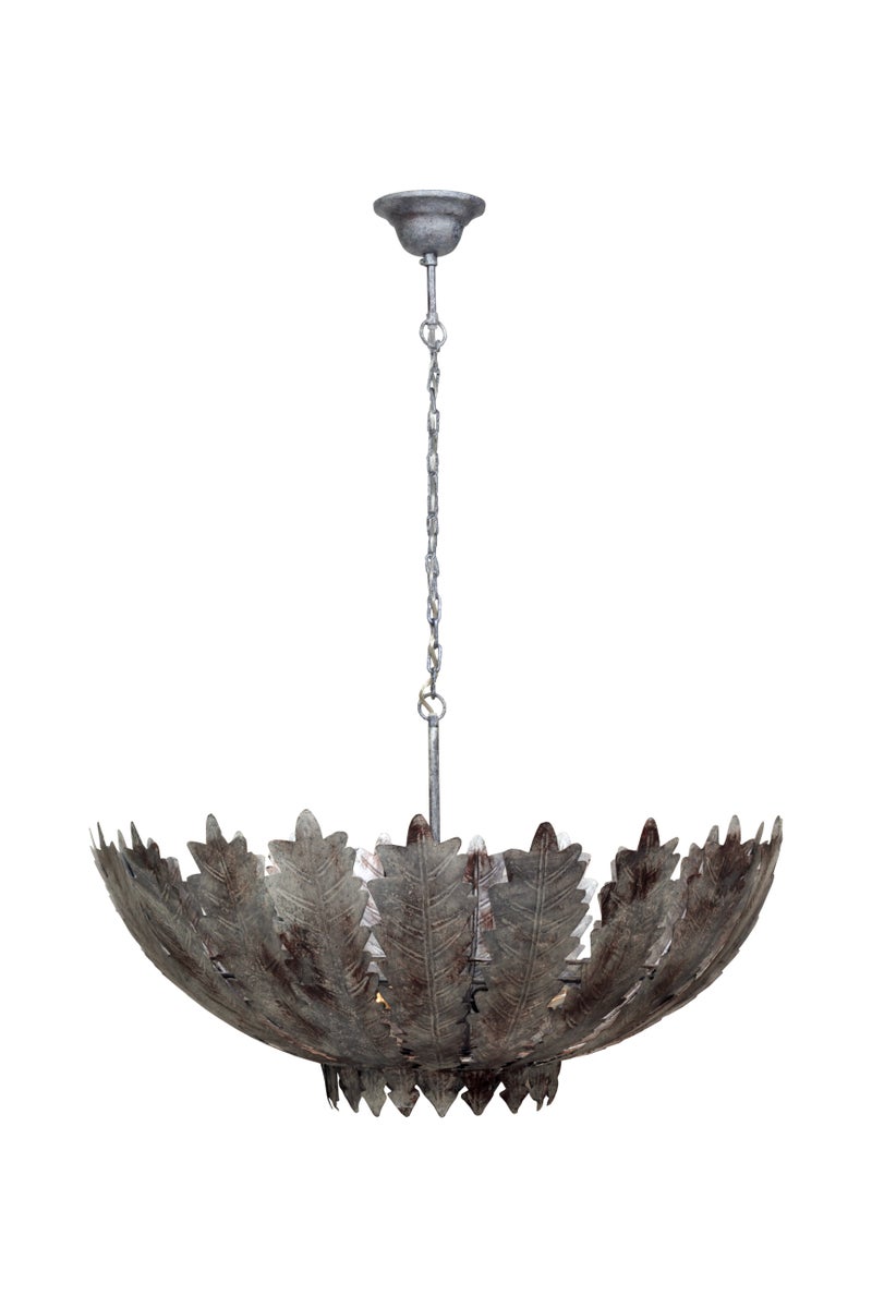 Vintage Barock Hängelampe Silber, Rustikaler Metall-Kronleuchter 23 cm | Wohnzimmer Esszimmer Leuchte