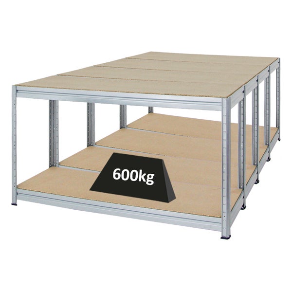 PROREGAL Mega Deal 4x Höhenverstellbare Werkbank Dino HxBxT 90 x 160 x 60 cm Traglast 600 kg Verzinkt