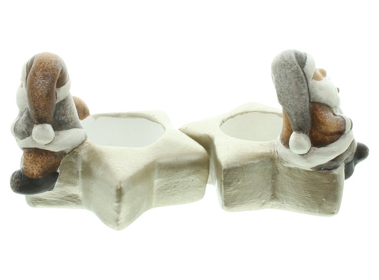 FRANK FLECHTWAREN | Teelichthalter Stern mit Santa, 2er Set, 10,5 x 10,5 x 9,5 cm, TERRACOTTA
