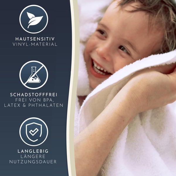 Homerella® Duschmatte rutschfest Kinder - 100% BPA frei Inkl. 2 Haken zum Aufhängen 53x53cm - Antirutschmatte Dusche Baby hautintensiv & schimmelresistent - Duscheinlage maschinenwaschbar