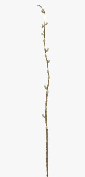 Nahaufnahme eines Kunstpflanzenblattes mit Blattadern und Stiel.