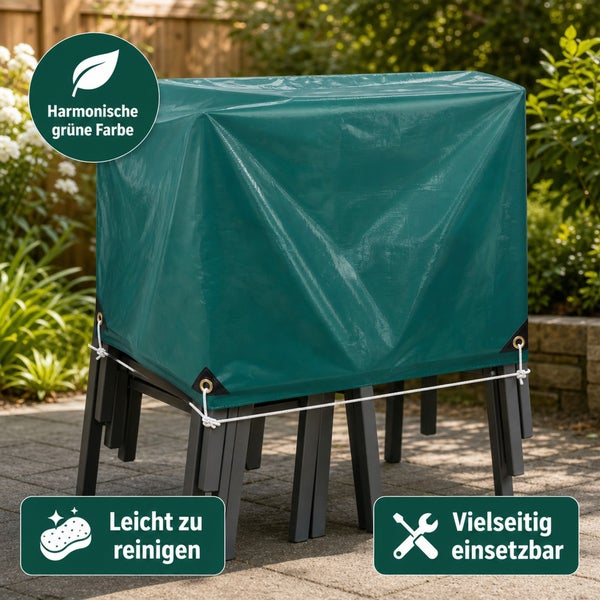 Wetterfeste Abdeckplane für Gartenmöbel mit Ösen und Befestigungsschnur für den Schutz im Außenbereich