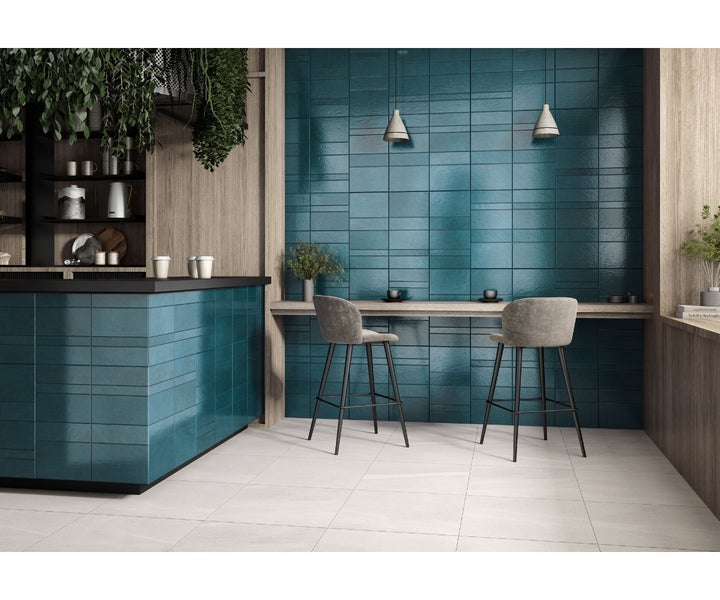 Feinsteinzeug Wandfliese Kian Blue 31,6x60x0,95 cm glasiert poliert Rundkante