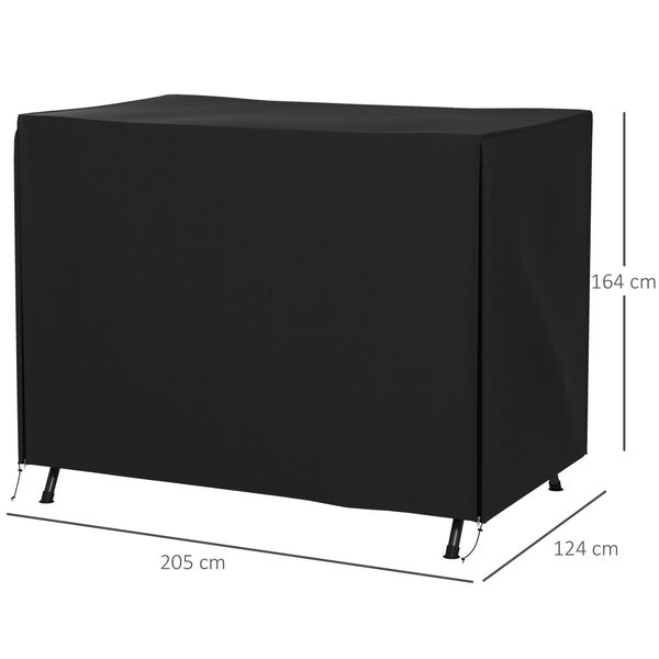 Outsunny Hollywoodschaukel Abdeckung 3 Sitzer, Wasserabweisend Winterfest Schutzhülle für Gartenschaukel, UV-Beständig Abdeckplane, Abdeckhaube, Reißfest 600D Oxford Gewebe, 205x124x164cm Schwarz