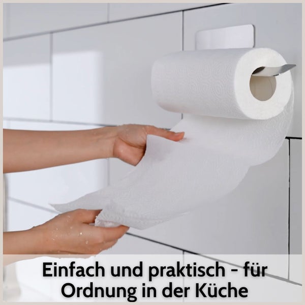 DEKAZIA® Küchenrollenhalter Edelstahl gebürstet | Küchenrollenhalter ohne Bohren Küchenrollenhalter Wand Küchenpapierhalter Halter Küchenrolle Papierrollenhalter Kuchenrollenhalterung Wandrollenhalter