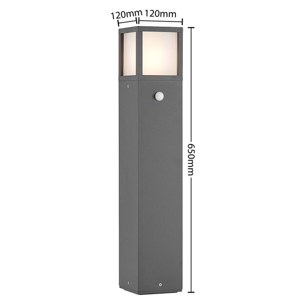 Lucande Außenleuchte Dewari mit Bewegungsmelder (spritzwassergeschützt (Modern) in Alu aus Aluminium (1 flammig, E27) - Wegeleuchte Pollerleuchte Wegelampe Sockelleuchte