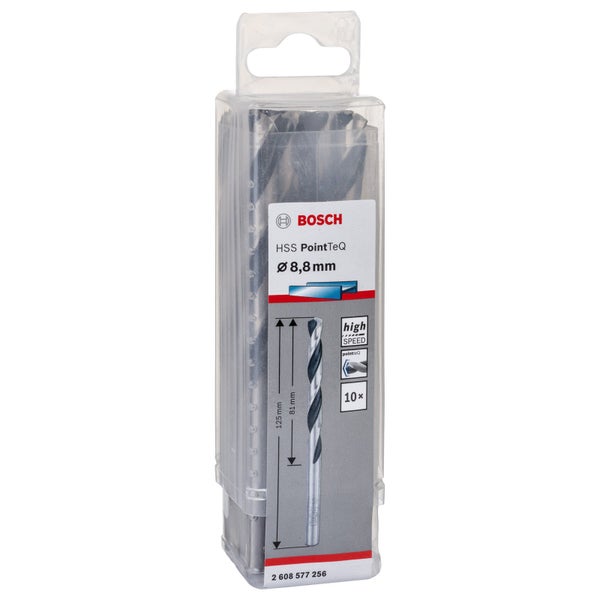 Bosch 10x HSS PointTeQ DIN 338 8,8 x 81 x 125 mm - 2608577256
