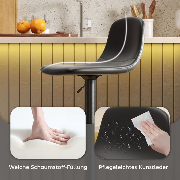 Detailansicht eines Barhockers mit Fußstütze, stabilem Sockel und Antirutsch-Gummiring