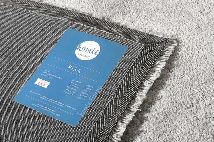 Teppich Hellgrau Creme meliert Hochflor Pisa Homie Living 70x140 cm