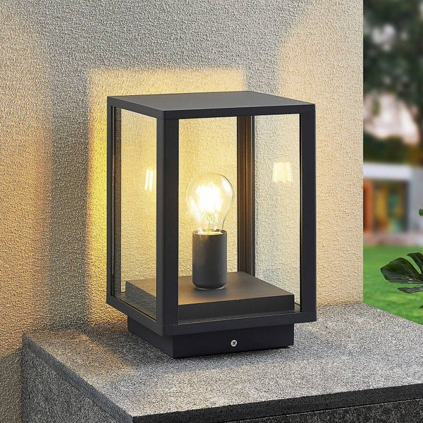 Lindby Außenleuchte Giavanna (spritzwassergeschützt (Modern) in Schwarz aus Aluminium (1 flammig, E27) - Wegeleuchte Pollerleuchte Wegelampe Sockelleuchte