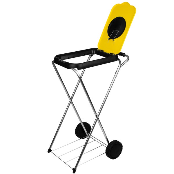 BigDean Müllsackständer SwingFix GELB 120L - Müllbeutelhalter Blauer Gelber Sack Ständer Mülleimer Müllbeutelständer Müllsackhalter mit Rollen & Flascheneinwurf