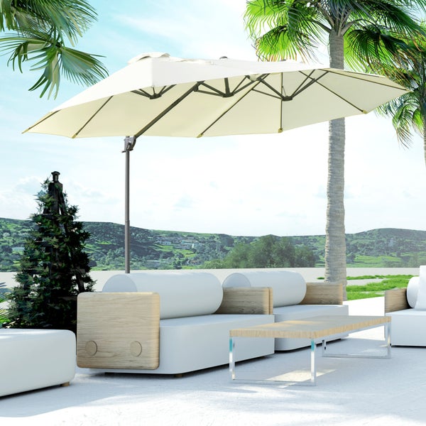 Outsunny Sonnenschirm, L270 x B440 x H250 cm, Metall, Polyester, weiß