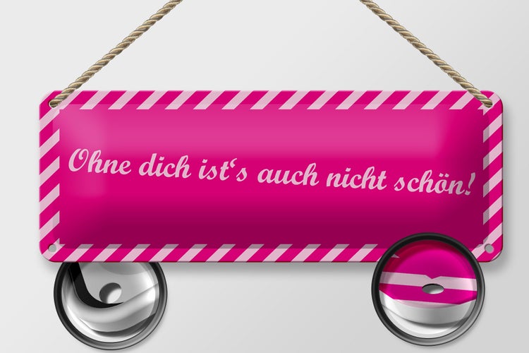 Blechschild Spruch 27x10cm ohne dich ist´s auch nicht schön Dekoration