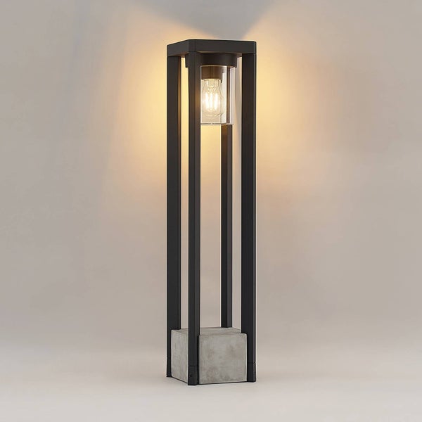 Lucande Außenleuchte Kalisa (spritzwassergeschützt (Modern) in Alu aus Aluminium (1 flammig, E27) - Wegeleuchte Pollerleuchte Wegelampe Sockelleuchte