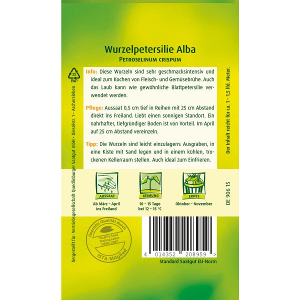 Wurzelpetersilie Alba Samen von Quedlinburger SAATGUT