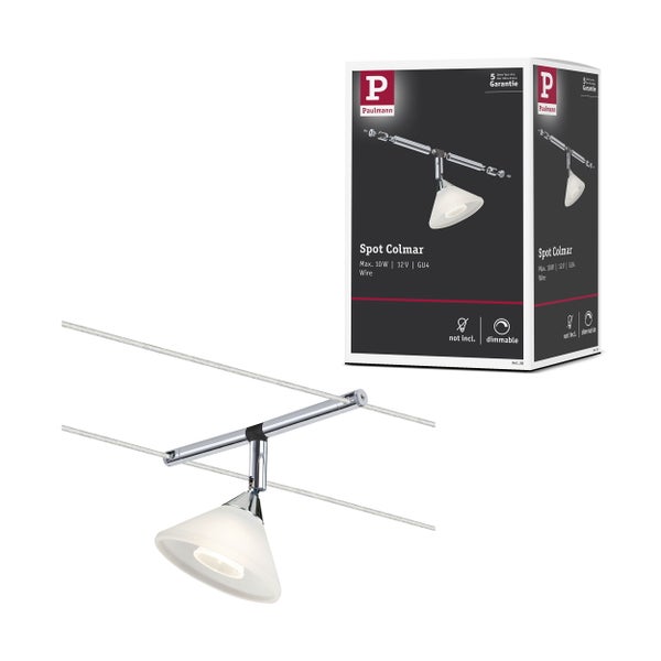 Seilsystem Colmar Einzelspot GU4 max. 10W dimmbar 12V Chrom, Satin