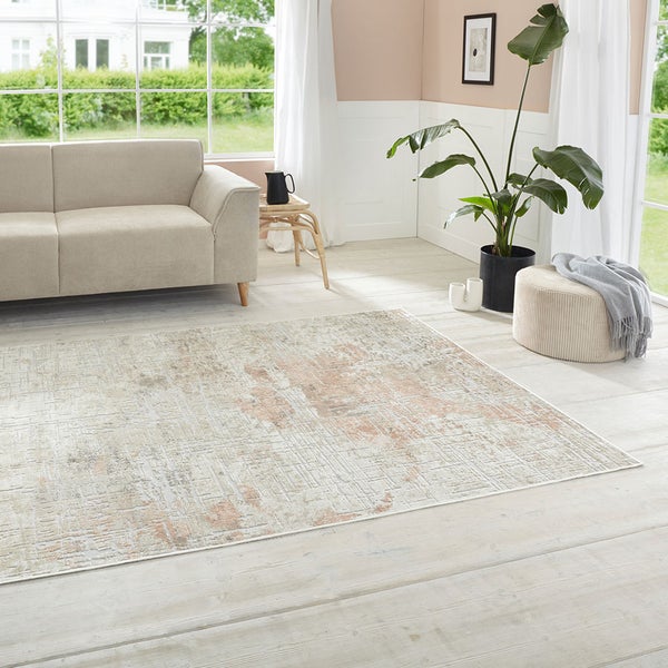 Kurzflor Teppich Chameis Beige Orange - 135x195x0,4cm