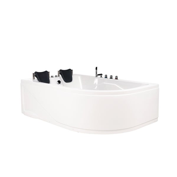 Home Deluxe - Whirlpool - BLUE OCEAN XL Rechts, Weiß, Maße: 180 x 120 x 65 cm - inkl. Nackenkissen, Armaturen und Whirlpoolpumpe I Whirlpool für 2 Personen, Indoor SPA, Eckbadewanne