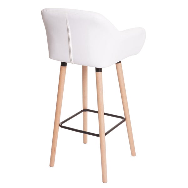 Barhocker mit Holzbeinen und Kunstlederbezug