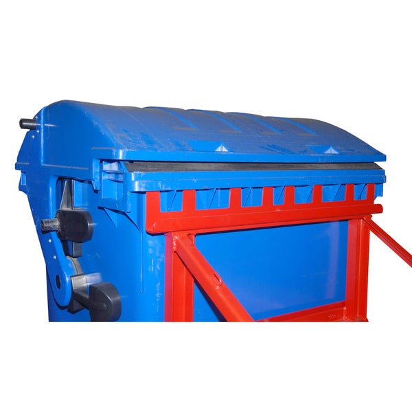 Müllcontainer mit Deckel und Metallrahmen