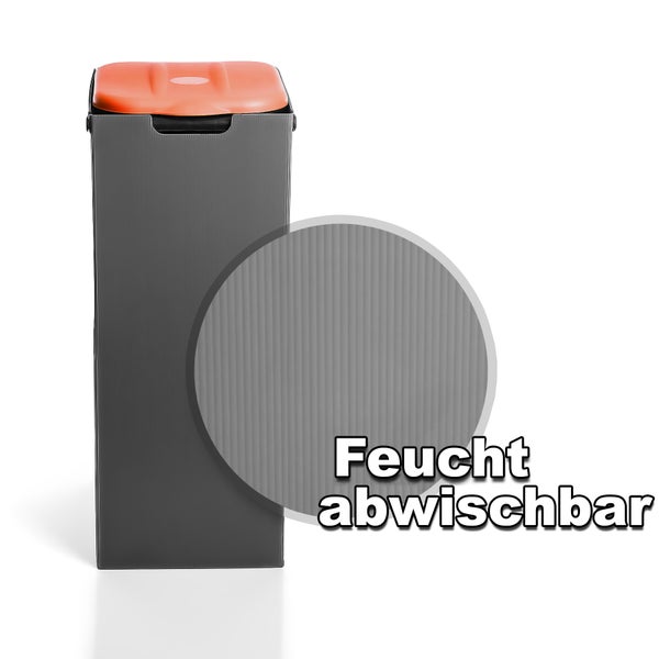 BigDean Müllsackständer Orange 80L mit Sichtschutz - passend für den Gelben Sack + andere Müllsäcke - Müllsackhalter Mülleimer Müllbeutelständer - Feucht abwischbar - Made in Europe