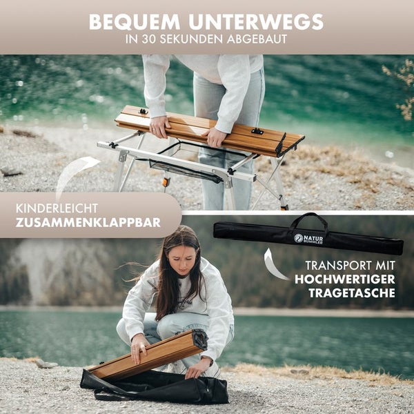 Naturbummler® Campingtisch [höhenverstellbar+Anti-Rost Schutz] sehr leicht Gr. XL