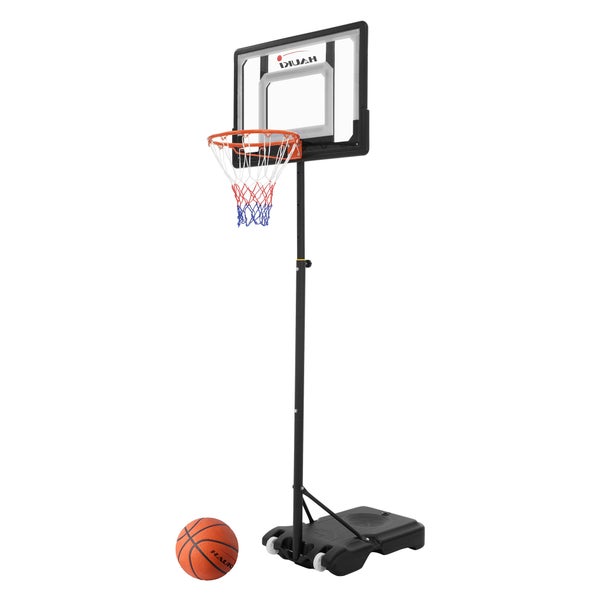 Hauki Basketballkorb-Set Outdoor mit Ständer, Rollen, Ball, Pumpe, Weiß, höhenverstellbar 156-210 cm, Basketballständer mobil, Korbanlage tragbar, befüllbar, Basketballanlage für Kinder/Erwachsene