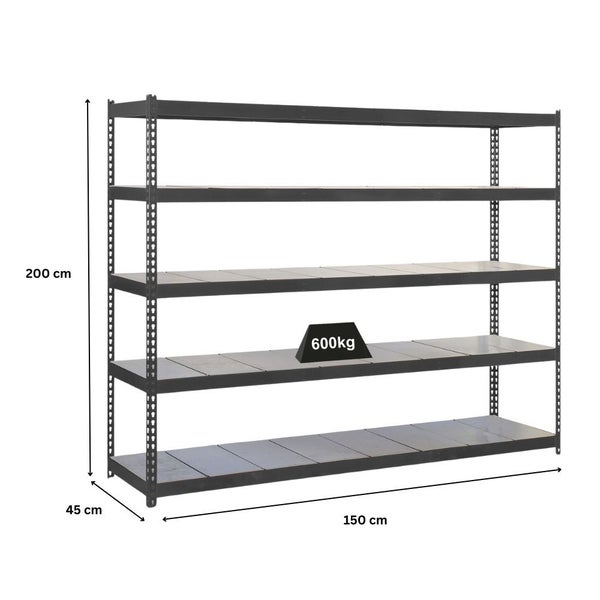 Schwerlastregal METAL BEAST FIVE | HxBxT 200x150x45cm | Fachlast 600kg | Anthrazit
