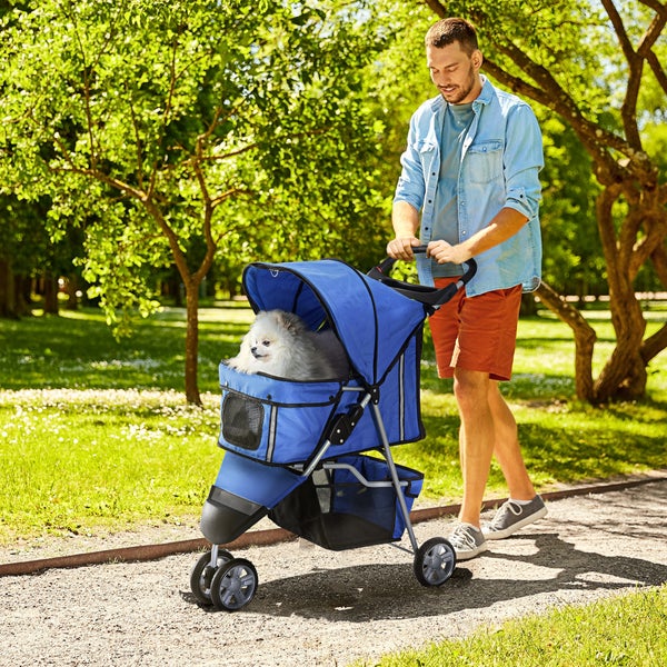 PawHut Hundewagen Hundebuggy Buggy Hunde Katzen mehrfarbig (Blau)