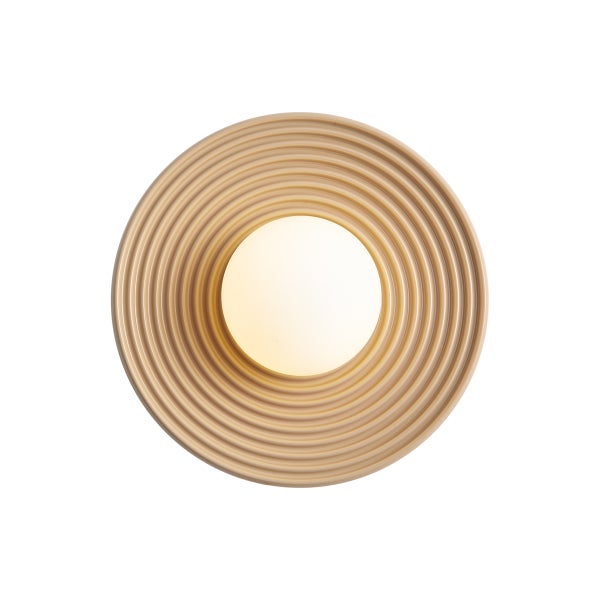 Runde LED Wandleuchte mit gerillter Struktur und zentralem Lichtdiffusor
