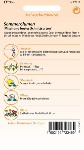 Sommerblumensamenmischung für einen bunten Sommerblütenflor von Juni bis Oktober