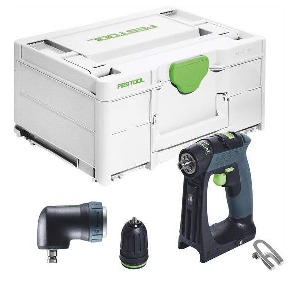 Festool CXS 18-Basic Akku Bohrschrauber 18 V 40 Nm Brushless + Winkelvorsatz + Systainer - ohne Akku, ohne Ladegerät