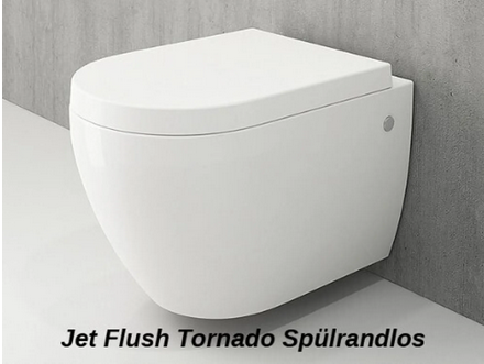 Wandhängendes spülrandloses WC mit Absenkautomatik