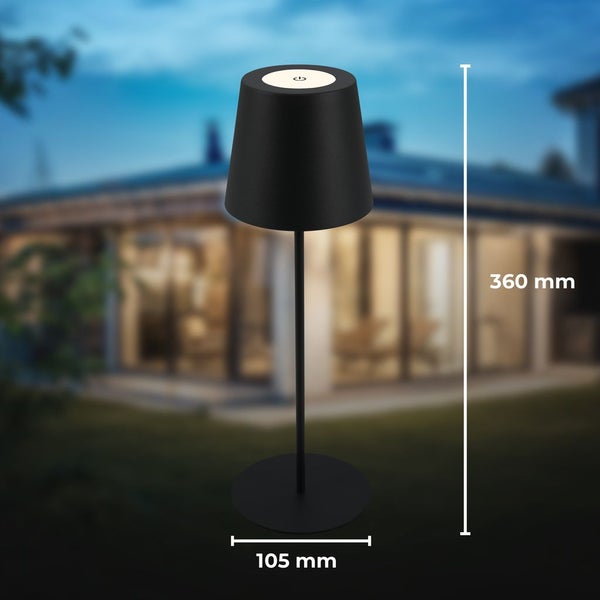 Tischlampe - 2,5W, 200lm, kabellos, led, dimmbar, warmweiß, schwarz