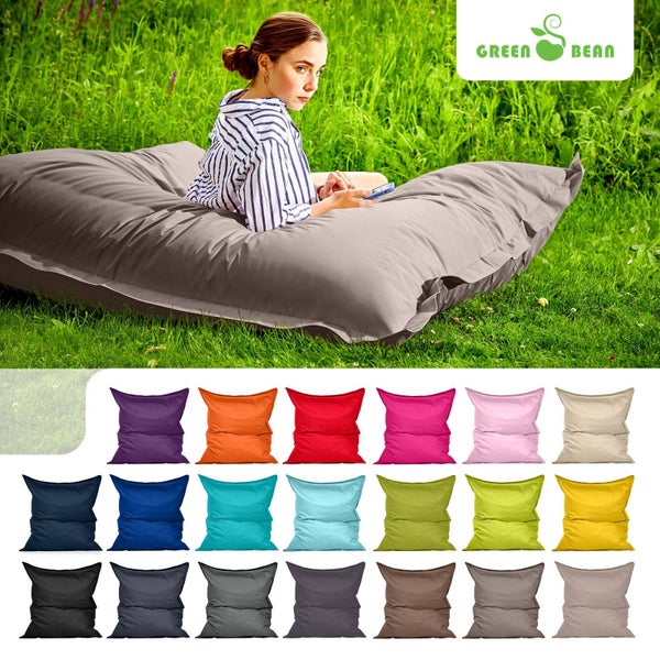 Green Bean Sitzsack XXL 140x180cm 380 Liter Kinder & Erwachsene Bean Bag EPS Perlen Füllung Riesensitzsack Groß Draußen Outdoor Liegekissen Waschbar Wetterfest Lounge Sitzkissen Bodenkissen Khaki