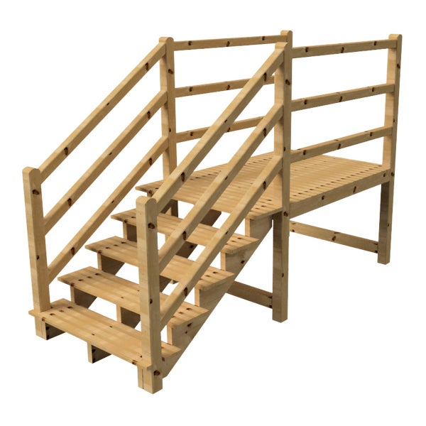 Holztreppe mit Geländer für den Garten