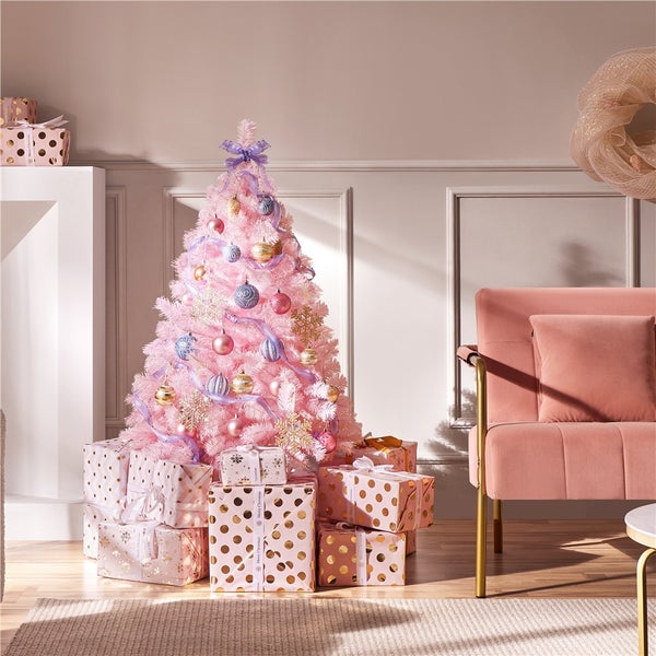 Yaheetech 124 cm Künstlicher Weihnachtsbaum , Rosa
