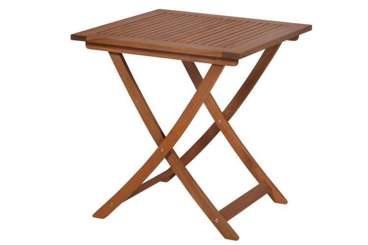 Quadratischer, klappbarer Beistelltisch aus Holz