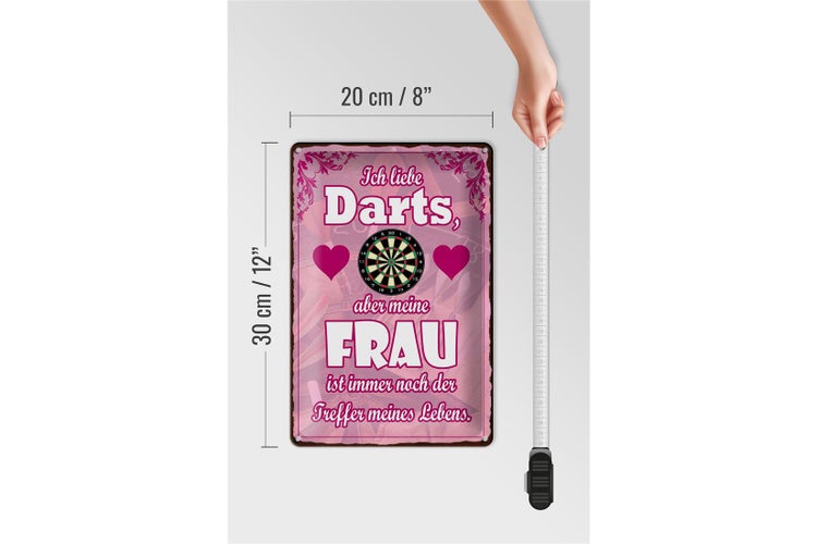 Blechschild Spruch 20x30cm ich liebe Darts aber meine Frau