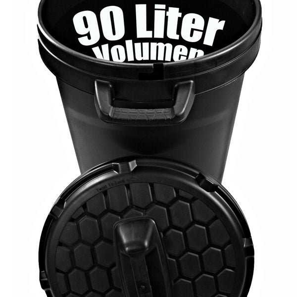 BigDean Universal Allzwecktonne Mülltonne 90 Liter Tonne XL Universaltonne Universaleimer schwarz mit Deckel Plastiktonne Regenfass Wassertonne Regenauffangbehälter