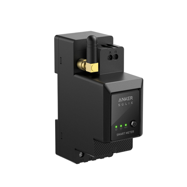 Anker SOLIX Smart Meter für Energiemonitoring mit Antenne und LED-Anzeigen.
