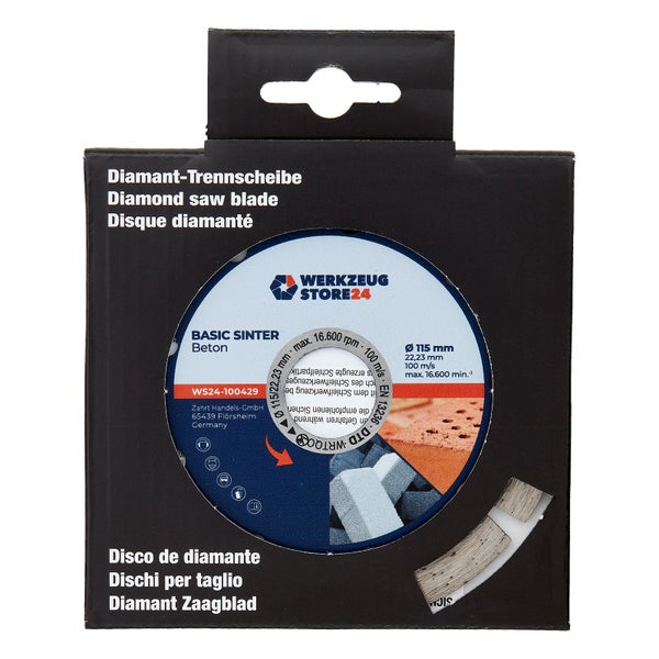 Diamanttrennscheibe, gesintert, segmentiert, Durchmesser 115 mm