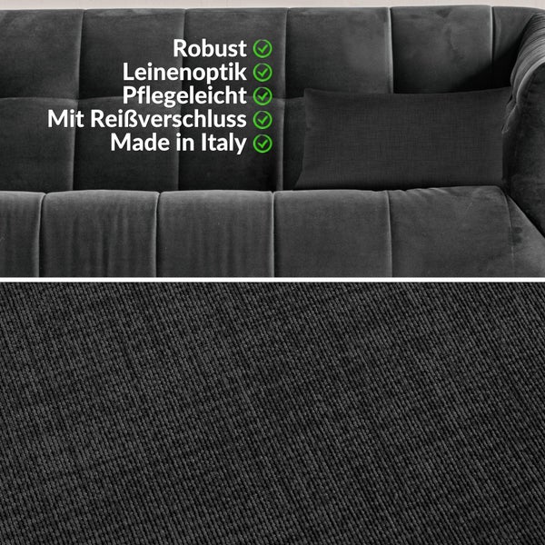 Kissenhülle Anthrazitschwarz 30x50cm ohne Füllung Leinenoptik